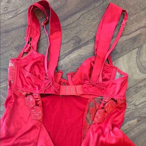 For Love & Lemons Red Satin Lace Corset Bodice Slip Dress Size Small - Picture 10 of 10